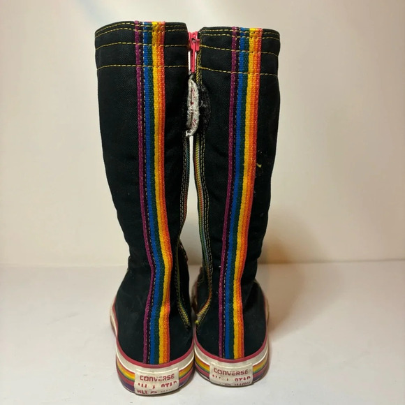 CONVERSE All Star CHUCK TAYLOR Black Rainbow Mid Calf Hi-tops Girls Junior Sz 1 - Picture 4 of 9